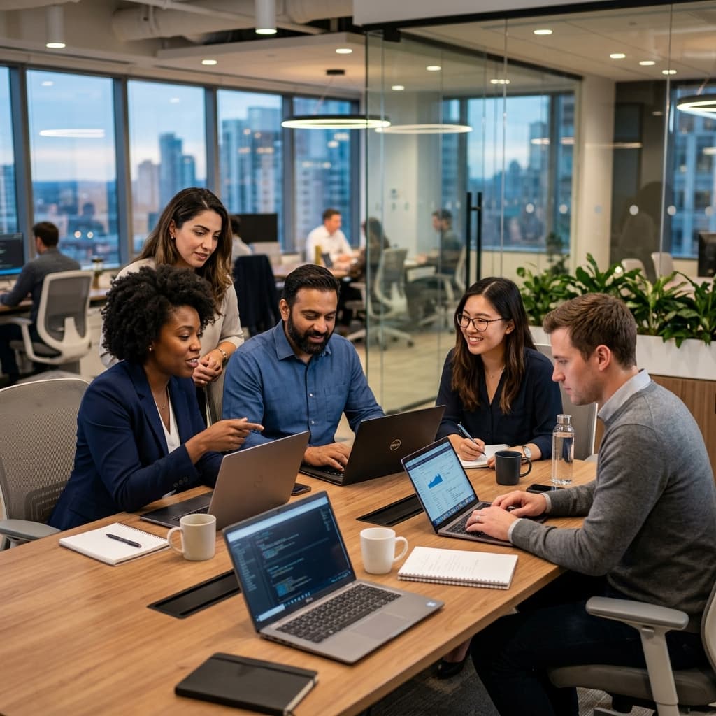 Professional IT consultants collaborating